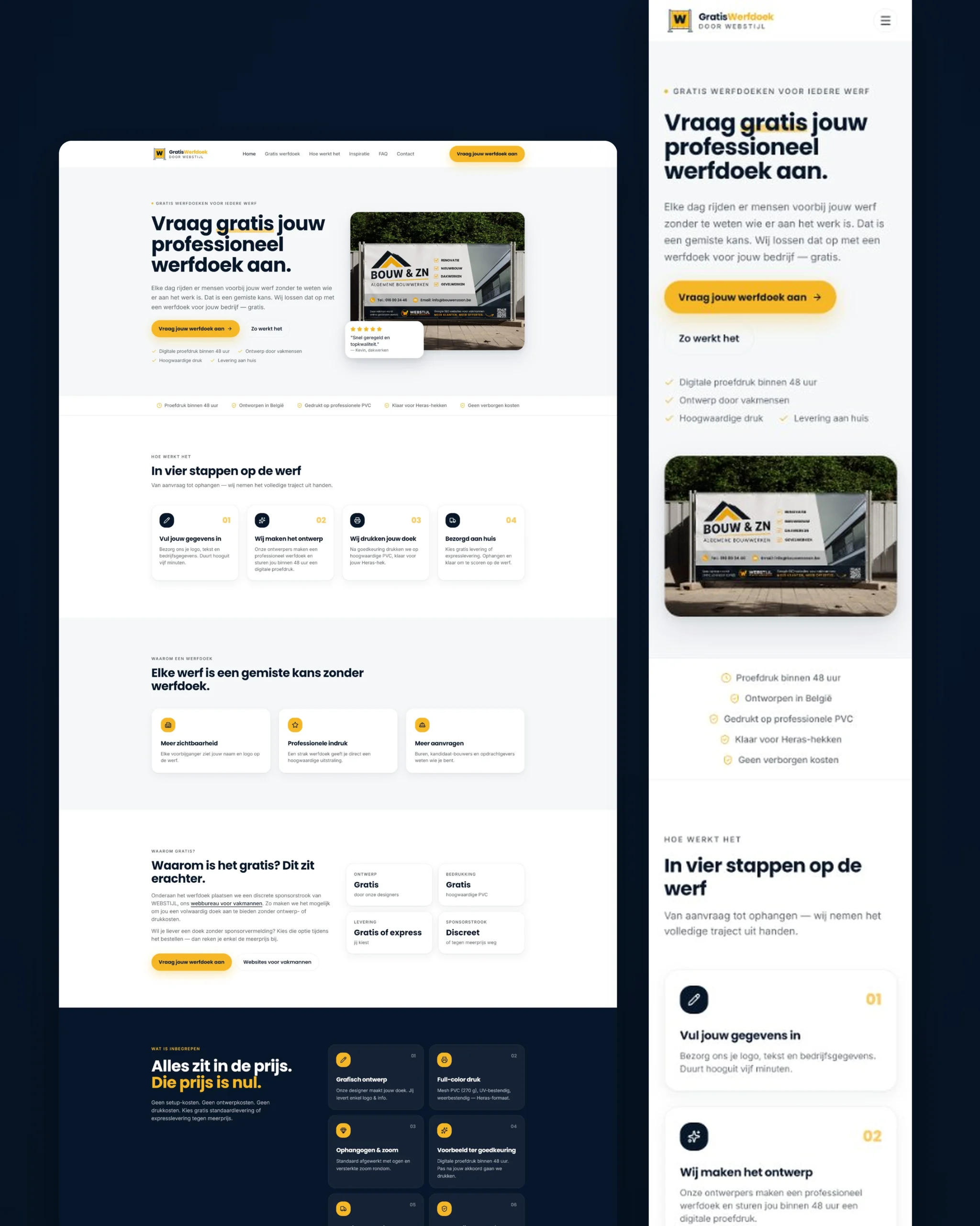 Mockup van het GratisWerfdoek.be platform