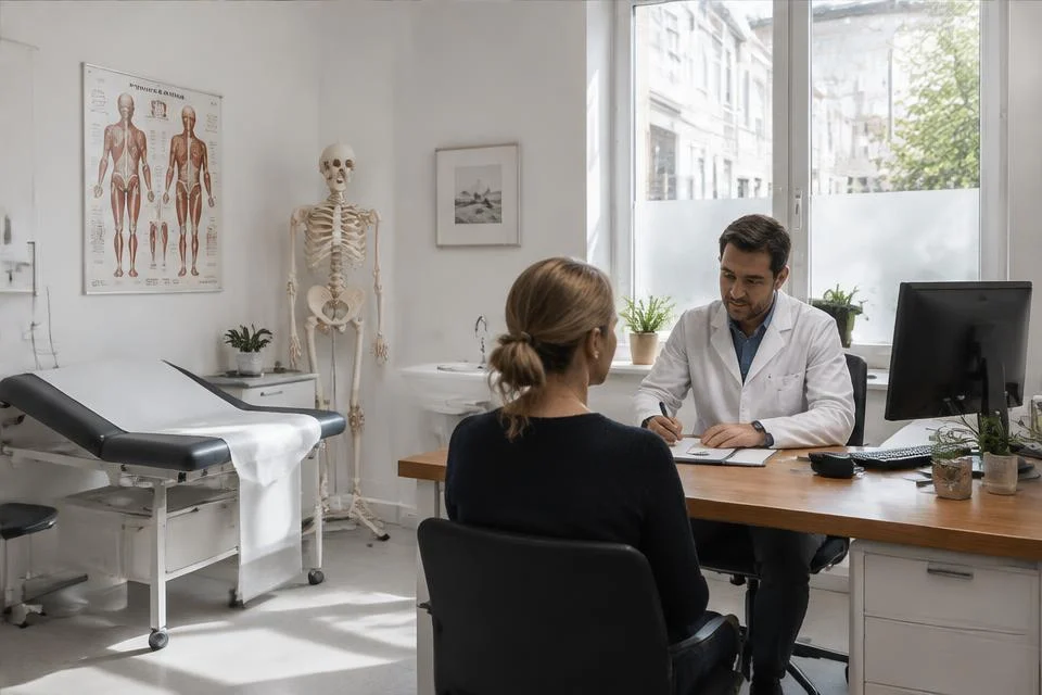 Illustratief beeld van een gesprek in een gezondheidspraktijk