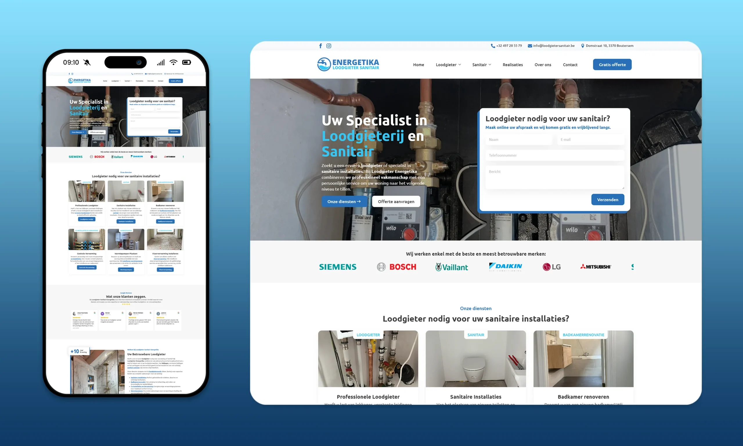Google SEO Website voor loodgieter en sanitair Energetika