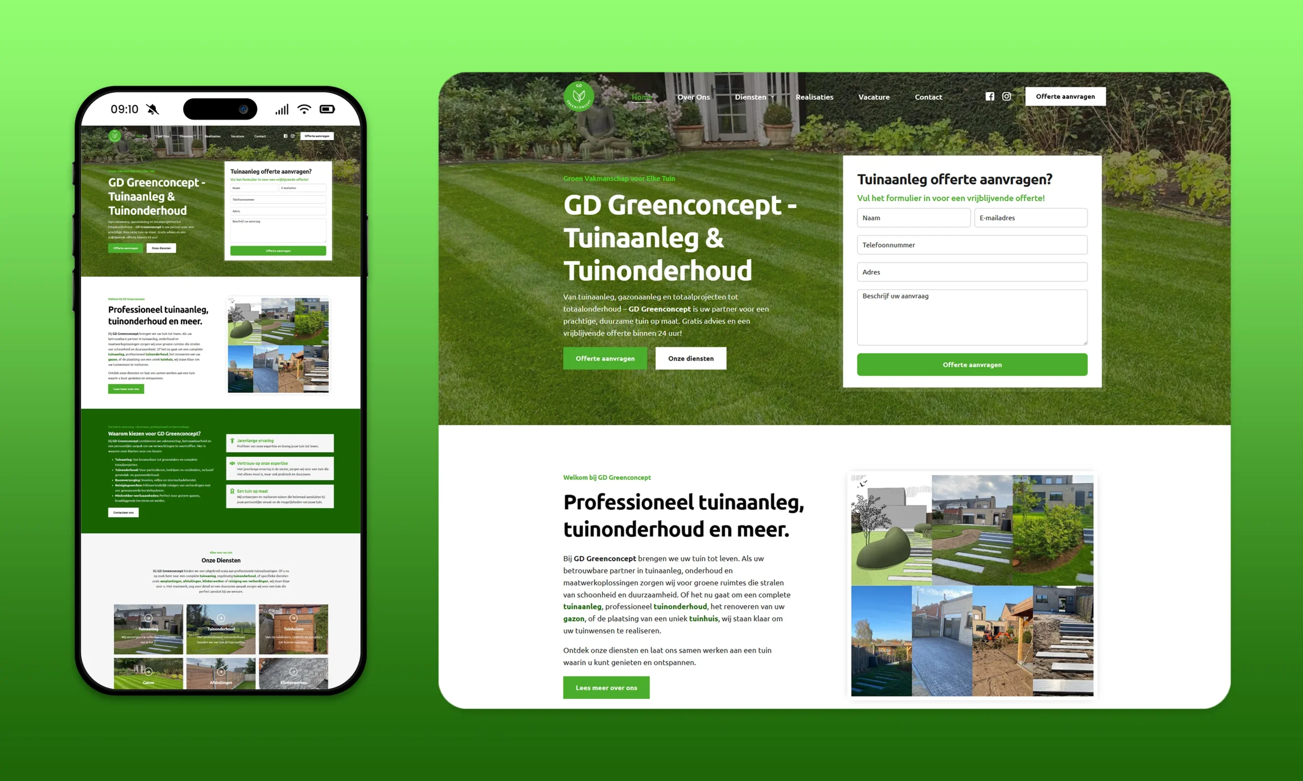 Google SEO Website voor Tuinaannemer Greenconcept