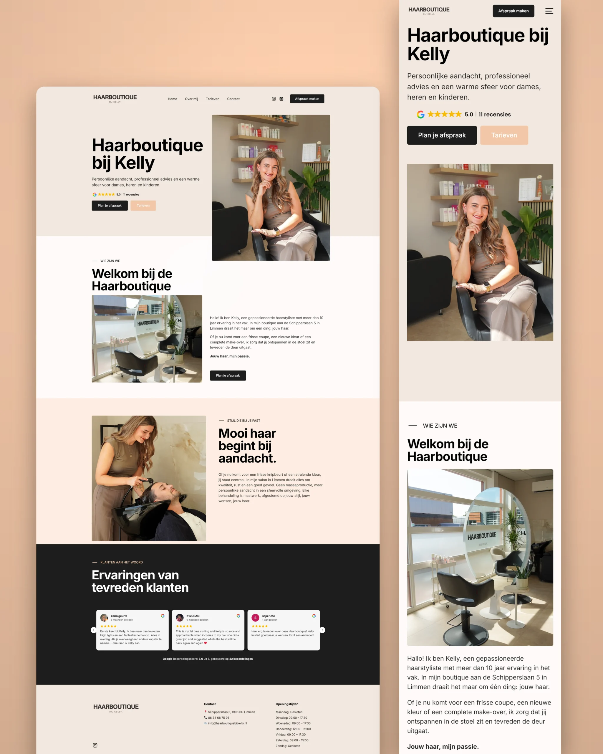 Website created for Haarboutique at Kelly's