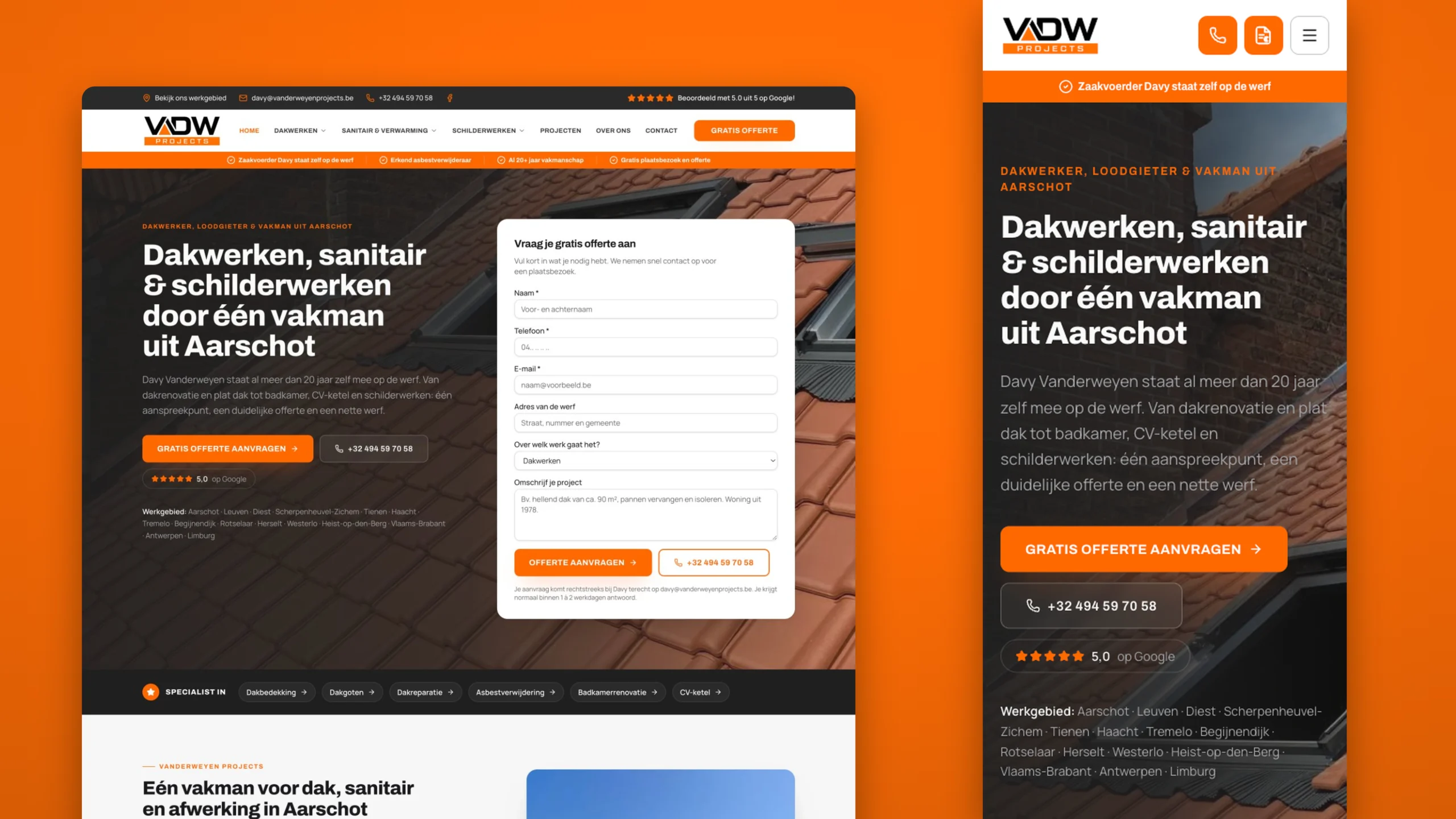 Google SEO Website voor Vanderweyen Projects